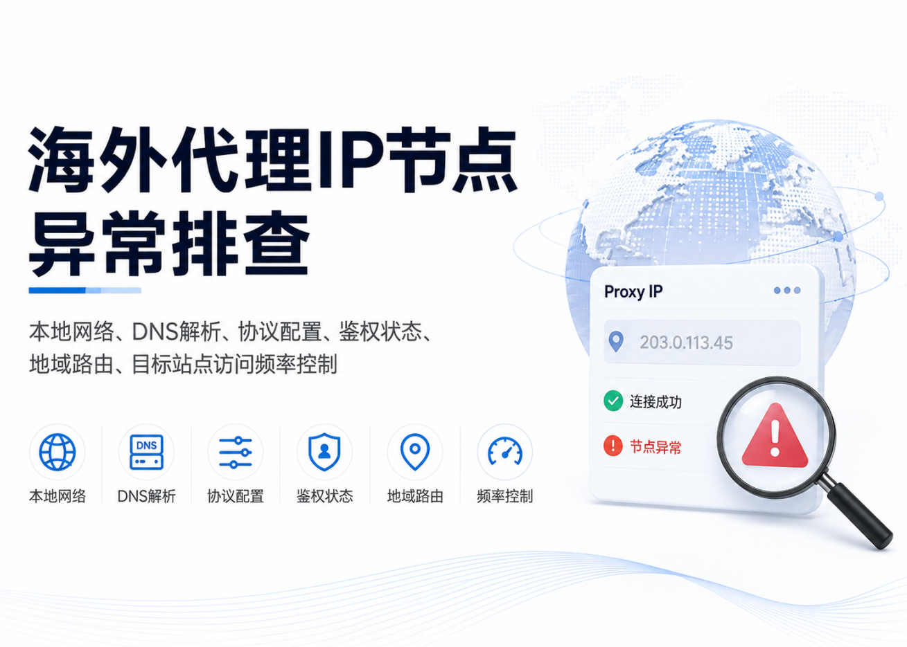 海外代理IP节点异常怎么排查？从DNS到路由的6层定位法